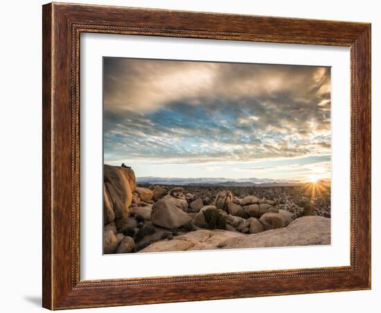A Young Couple Take In The Sunset In Joshua Tree National Park-Daniel Kuras-Framed Photographic Print