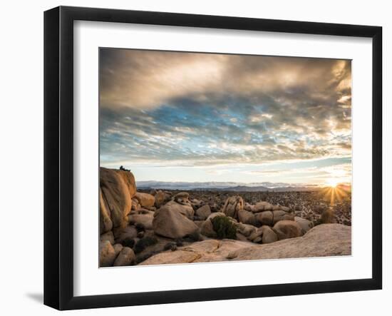 A Young Couple Take In The Sunset In Joshua Tree National Park-Daniel Kuras-Framed Photographic Print