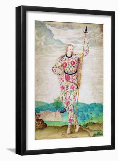 A Young Daughter of the Picts, C.1585 (W/C and Gouache with Gold on Vellum)-Jacques Le Moyne-Framed Giclee Print