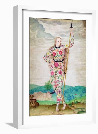 A Young Daughter of the Picts, C.1585 (W/C and Gouache with Gold on Vellum)-Jacques Le Moyne-Framed Giclee Print