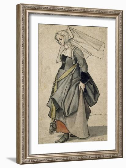 A Young English Woman, 16th Century-Hans Holbein the Younger-Framed Giclee Print