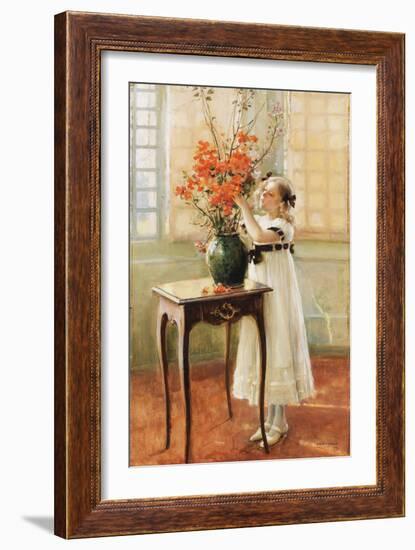 A Young Girl Arranging Spring Flowers, 1909-Jules Alexis Muenier-Framed Giclee Print