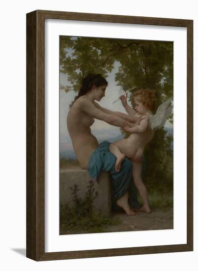 A Young Girl Defending Herself Against Eros, 1880-William Adolphe Bouguereau-Framed Art Print