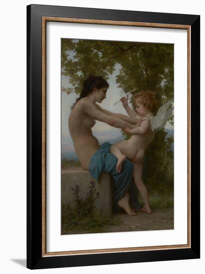 A Young Girl Defending Herself Against Eros, 1880-William Adolphe Bouguereau-Framed Art Print