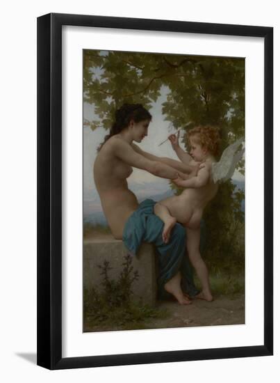 A Young Girl Defending Herself Against Eros, 1880-William Adolphe Bouguereau-Framed Art Print