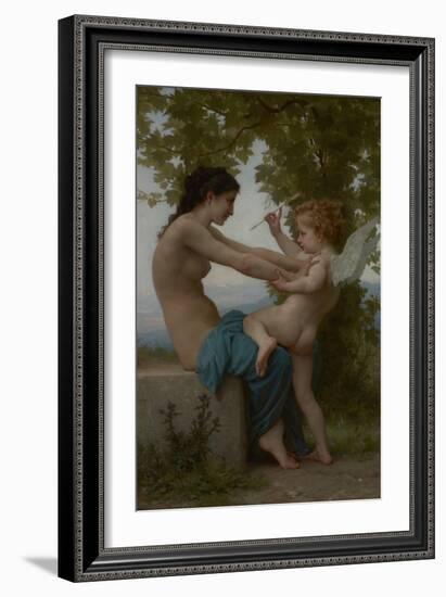 A Young Girl Defending Herself Against Eros, 1880-William Adolphe Bouguereau-Framed Art Print