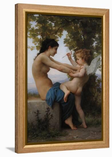 A Young Girl Defending Herself Against Eros, 1880-William-Adolphe Bouguereau-Framed Premier Image Canvas