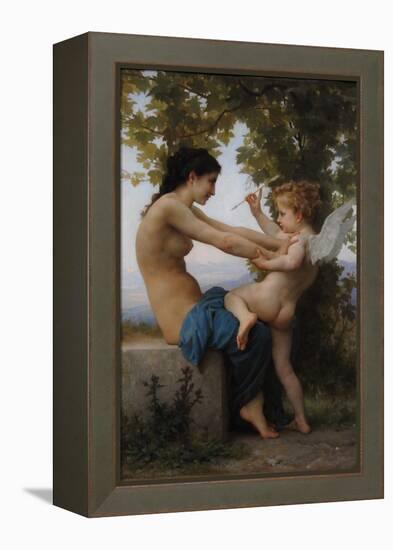 A Young Girl Defending Herself Against Eros, 1880-William-Adolphe Bouguereau-Framed Premier Image Canvas