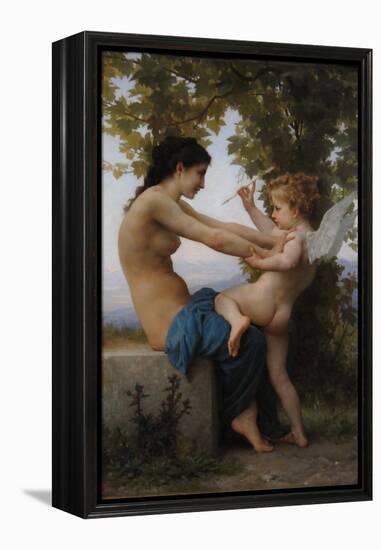 A Young Girl Defending Herself Against Eros, 1880-William-Adolphe Bouguereau-Framed Premier Image Canvas