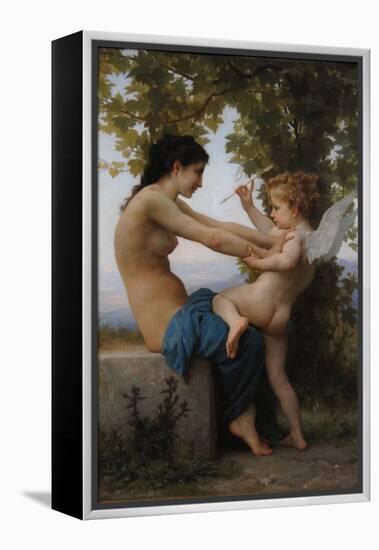 A Young Girl Defending Herself Against Eros, 1880-William-Adolphe Bouguereau-Framed Premier Image Canvas