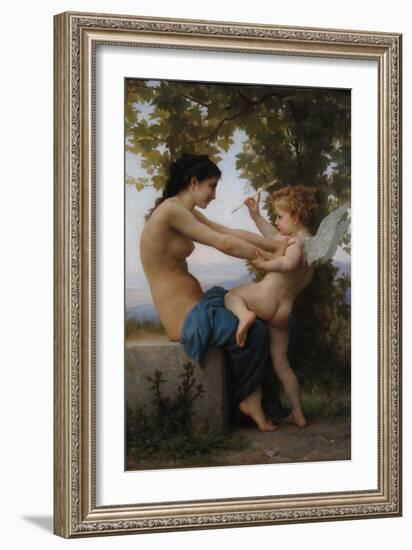 A Young Girl Defending Herself Against Eros, 1880-William-Adolphe Bouguereau-Framed Giclee Print