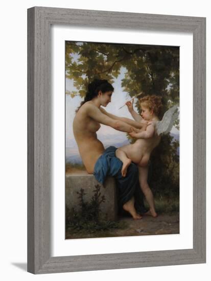 A Young Girl Defending Herself Against Eros, 1880-William-Adolphe Bouguereau-Framed Giclee Print