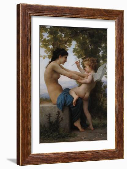 A Young Girl Defending Herself Against Eros, 1880-William-Adolphe Bouguereau-Framed Giclee Print