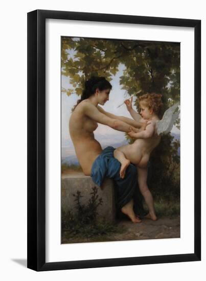 A Young Girl Defending Herself Against Eros, 1880-William-Adolphe Bouguereau-Framed Giclee Print