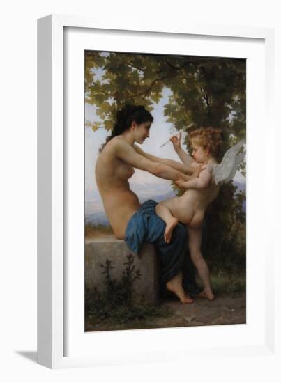 A Young Girl Defending Herself Against Eros, 1880-William-Adolphe Bouguereau-Framed Giclee Print