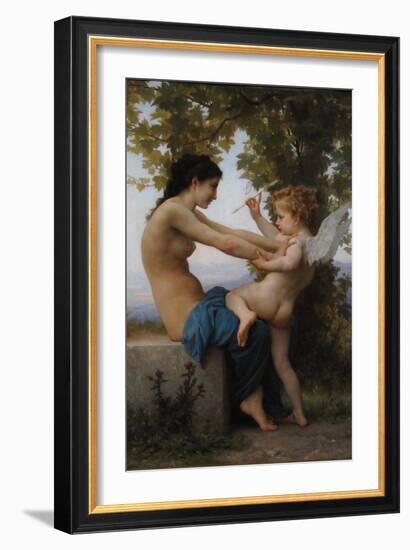 A Young Girl Defending Herself Against Eros, 1880-William-Adolphe Bouguereau-Framed Giclee Print