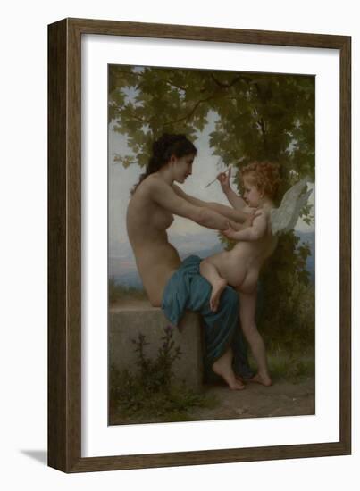 A Young Girl Defending Herself against Eros, c.1880-William-Adolphe Bouguereau-Framed Giclee Print