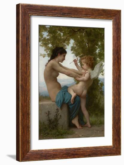 A Young Girl Defending Herself against Eros-William Adolphe Bouguereau-Framed Art Print