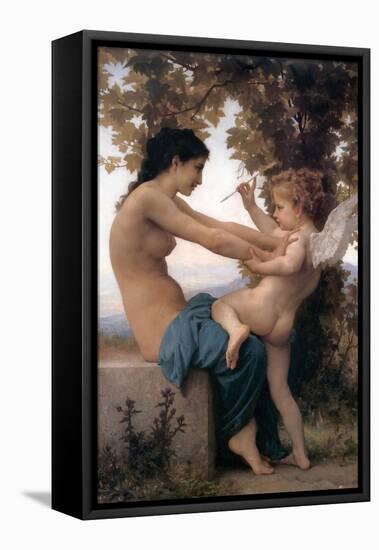 A Young Girl Defending Herself Against Eros-William Adolphe Bouguereau-Framed Stretched Canvas