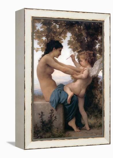 A Young Girl Defending Herself Against Eros-William Adolphe Bouguereau-Framed Stretched Canvas