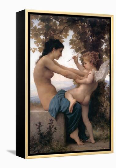 A Young Girl Defending Herself Against Eros-William Adolphe Bouguereau-Framed Stretched Canvas