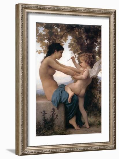 A Young Girl Defending Herself Against Eros-William Adolphe Bouguereau-Framed Art Print