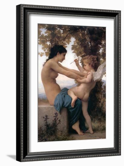 A Young Girl Defending Herself Against Eros-William Adolphe Bouguereau-Framed Art Print