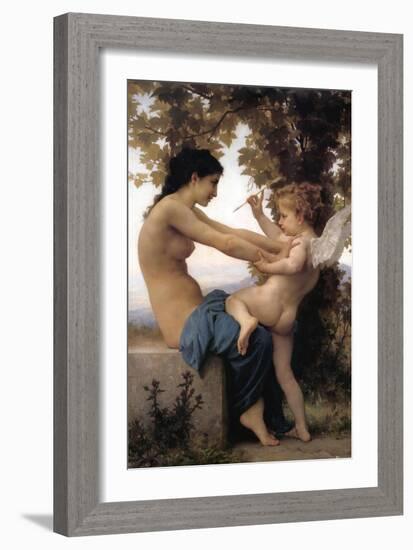 A Young Girl Defending Herself Against Eros-William Adolphe Bouguereau-Framed Art Print