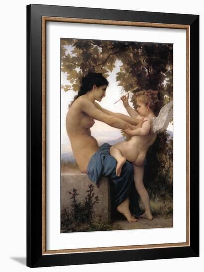 A Young Girl Defending Herself Against Eros-William Adolphe Bouguereau-Framed Art Print