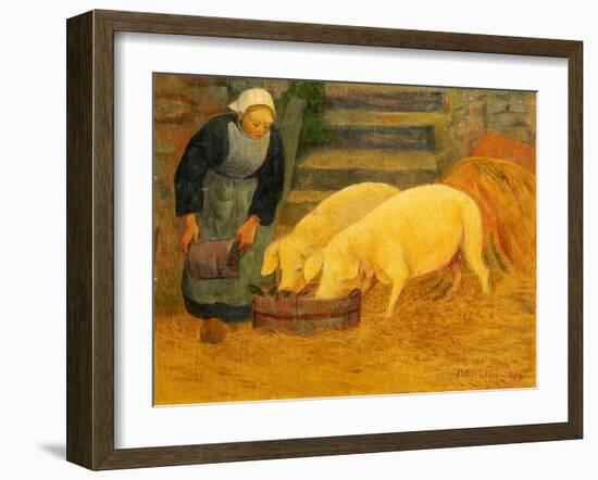 A Young Girl Feeding Two Pigs, 1889-Serusier-Framed Giclee Print