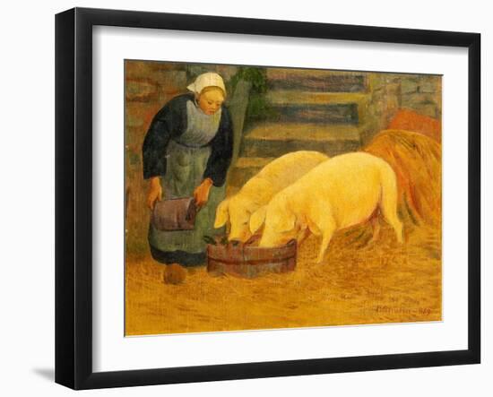 A Young Girl Feeding Two Pigs, 1889-Serusier-Framed Giclee Print