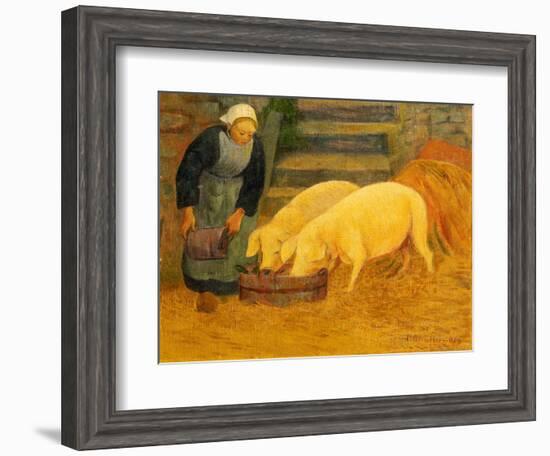 A Young Girl Feeding Two Pigs, 1889-Serusier-Framed Giclee Print