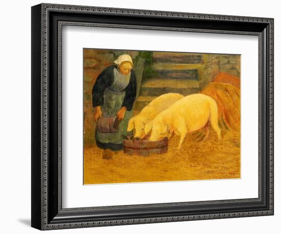 A Young Girl Feeding Two Pigs, 1889-Serusier-Framed Giclee Print