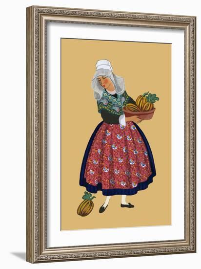 A Young Girl from Champagne Carries Gourds-Elizabeth Whitney Moffat-Framed Art Print