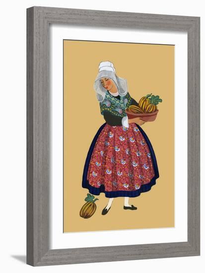 A Young Girl from Champagne Carries Gourds-Elizabeth Whitney Moffat-Framed Art Print