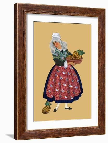 A Young Girl from Champagne Carries Gourds-Elizabeth Whitney Moffat-Framed Art Print