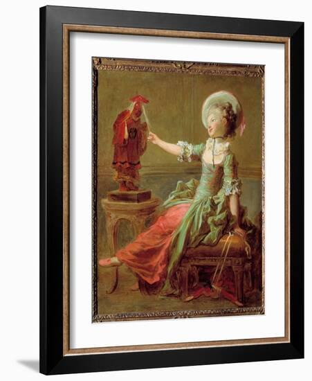 A Young Girl Has Fun with a Chinese Statue Pulling Her Hair, 18Th Century (Oil on Canvas)-Jean-Honore Fragonard-Framed Giclee Print