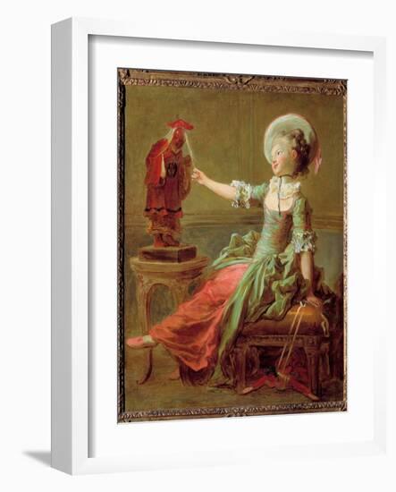 A Young Girl Has Fun with a Chinese Statue Pulling Her Hair, 18Th Century (Oil on Canvas)-Jean-Honore Fragonard-Framed Giclee Print