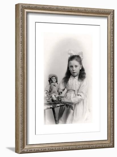 A Young Girl Holding a Doll, 20th Century-null-Framed Giclee Print