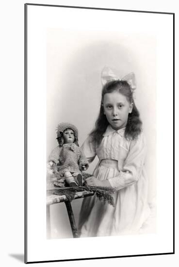 A Young Girl Holding a Doll, 20th Century-null-Mounted Giclee Print