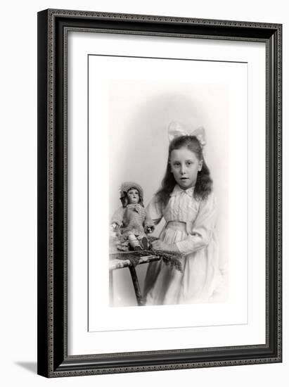A Young Girl Holding a Doll, 20th Century-null-Framed Giclee Print