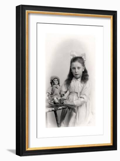 A Young Girl Holding a Doll, 20th Century-null-Framed Giclee Print