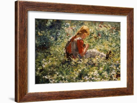 A Young Girl in a Flower Garden-Evert Pieters-Framed Giclee Print