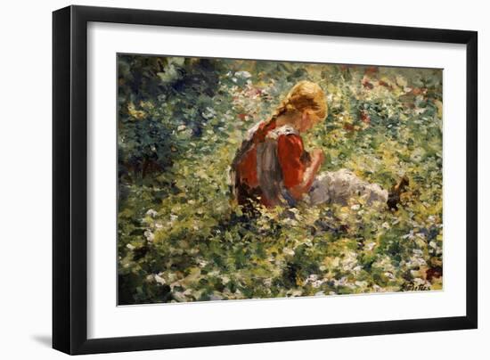 A Young Girl in a Flower Garden-Evert Pieters-Framed Giclee Print