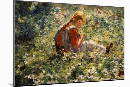 A Young Girl in a Flower Garden-Evert Pieters-Mounted Giclee Print