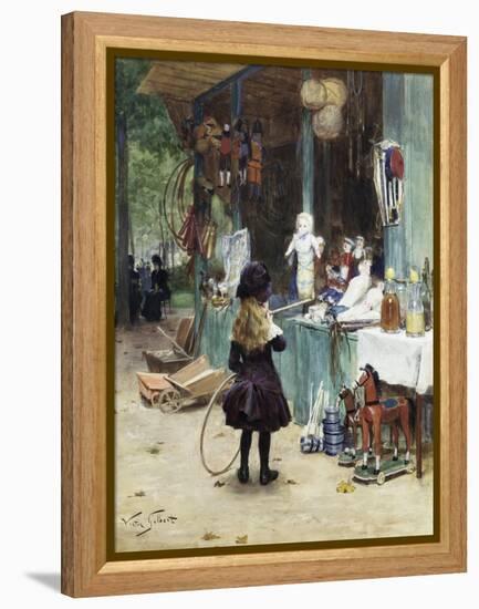 A Young Girl in the Jardins Des Champs Elysees-Victor Gilbert-Framed Premier Image Canvas