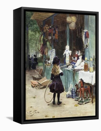 A Young Girl in the Jardins Des Champs Elysees-Victor Gilbert-Framed Premier Image Canvas