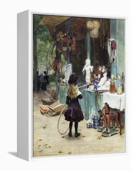 A Young Girl in the Jardins Des Champs Elysees-Victor Gilbert-Framed Premier Image Canvas