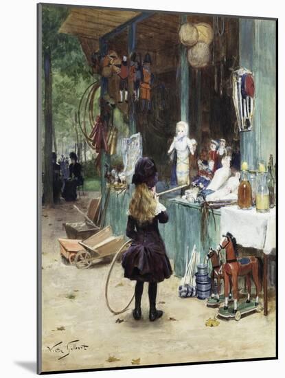 A Young Girl in the Jardins Des Champs Elysees-Victor Gilbert-Mounted Giclee Print