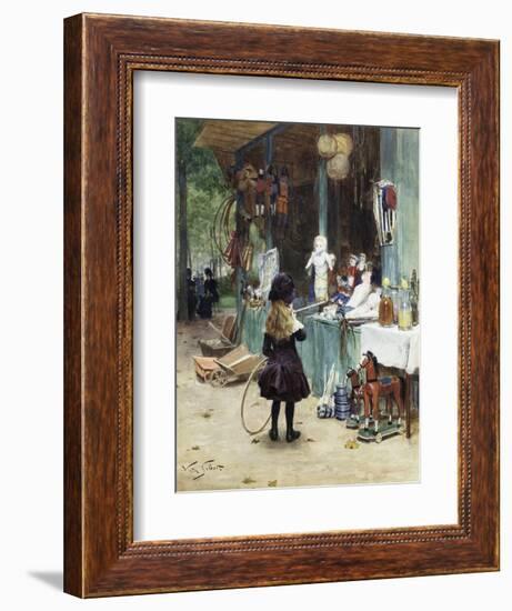 A Young Girl in the Jardins Des Champs Elysees-Victor Gilbert-Framed Giclee Print